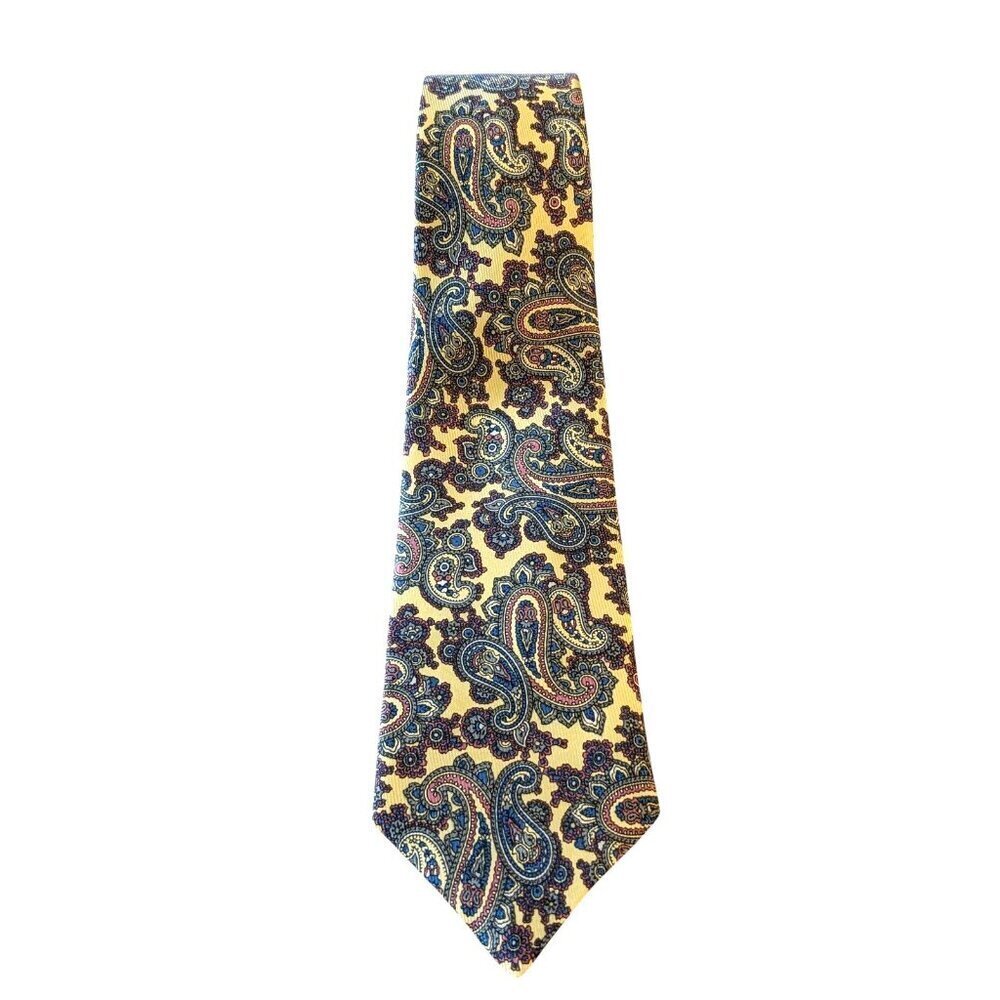 Vintage Cliveden Mens Neck Tie 100% Silk Blue Paisley Made In Scotland